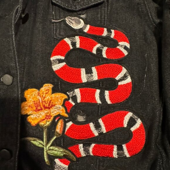 NWT Embroidered Tiger Par Amour / L’Aveugle Denim Jacket Nylon Apparel L Fits M - Picture 6 of 10